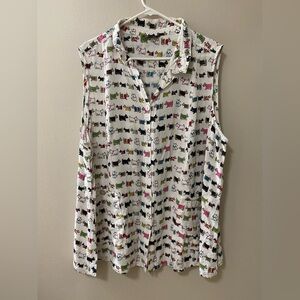 John Mark Dog Novelty Print Button Front Shirt womens size 3x white button up